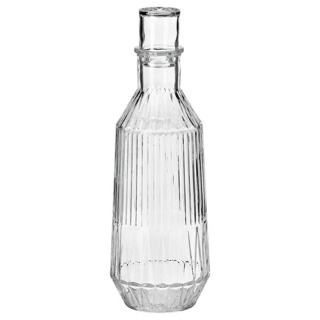 Carafe with stopper, clear glass/patterned
