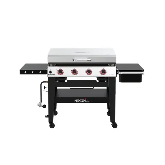 Daytona 4-Burner 36 in. Propane Gas Griddle in Black with Stainless Steel Lid