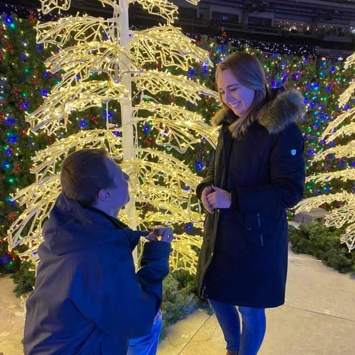 This is when Miranda's parents made them retake a picture of Brendan proposing.