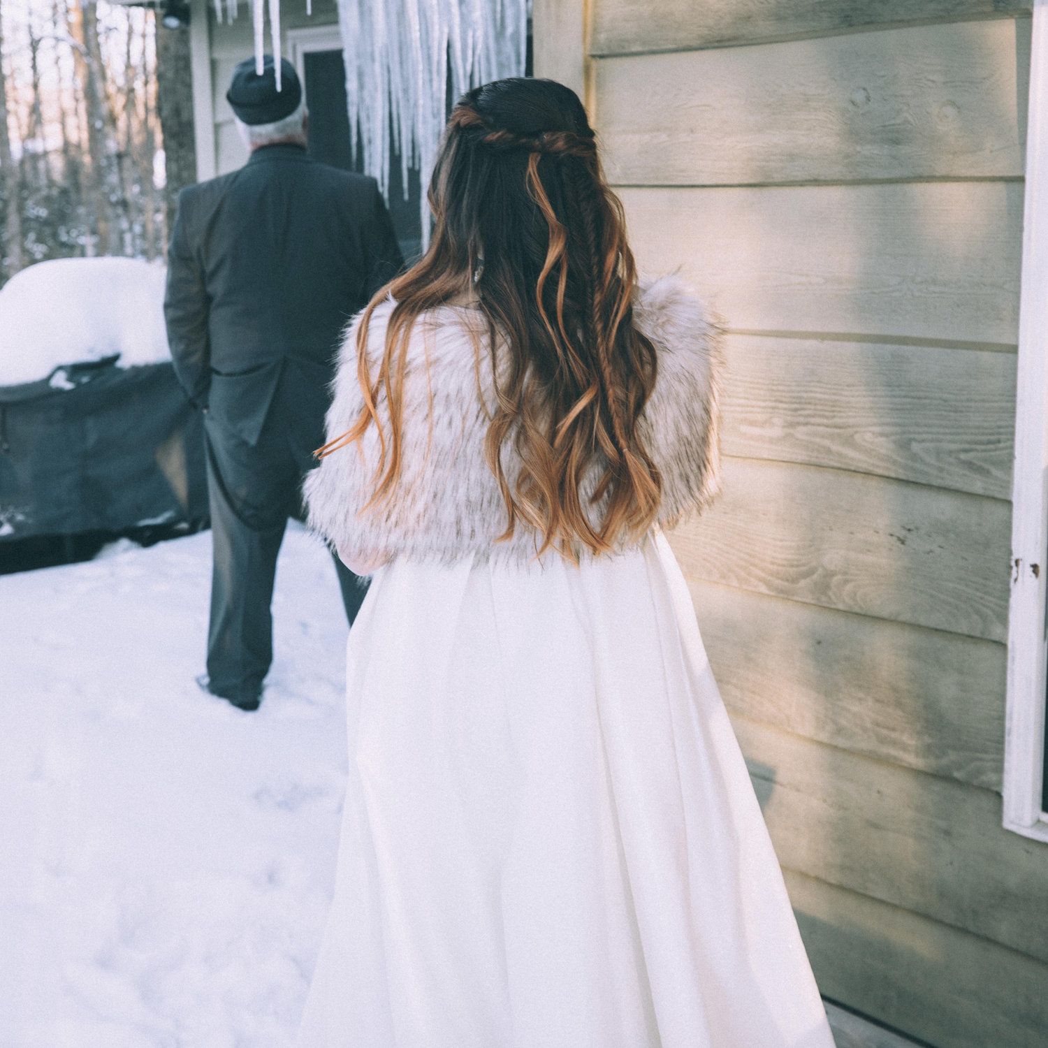 Emily's first look with her dad