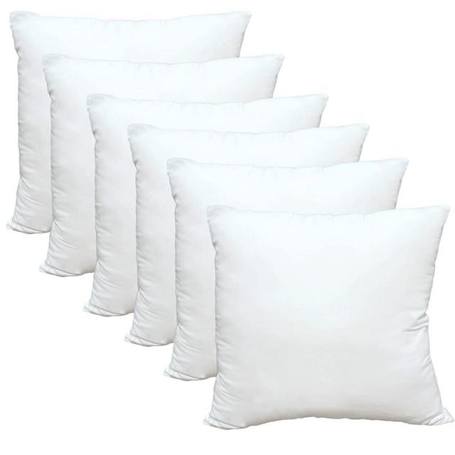 Obruosci Luxury Throw Pillow Inserts, Pack of 6, 20 x 20 inches Hypoallergenic Ultra Soft White Polyester Microfiber Durable Couch Cushion Fillers
