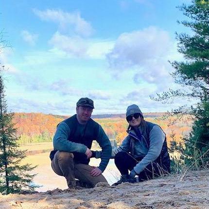 Brendan and Lindsey hiking in the fall.