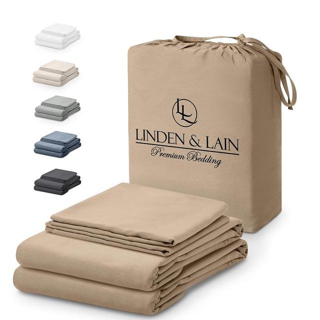 Linden & Lain Luxury King Size Bed Sheet Set | Organic Ultra Soft Bed Sheets | Viscose Derived from Bamboo | Microfiber | 18" Deep Pocket with Upgraded Elastic | Best Cooling Technology | Dune
