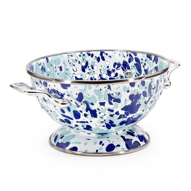 Golden Rabbit Enamelware Petite Colander, 1 quart, Ocean