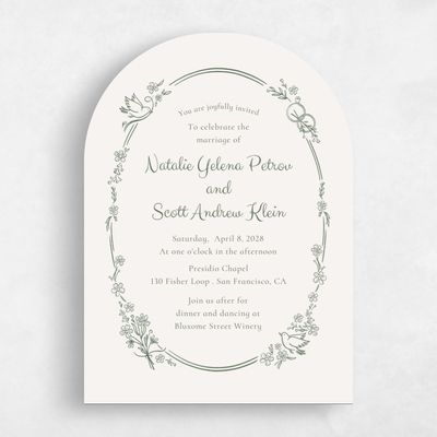 Beige Arch Wedding Invitation - Harper Portrait