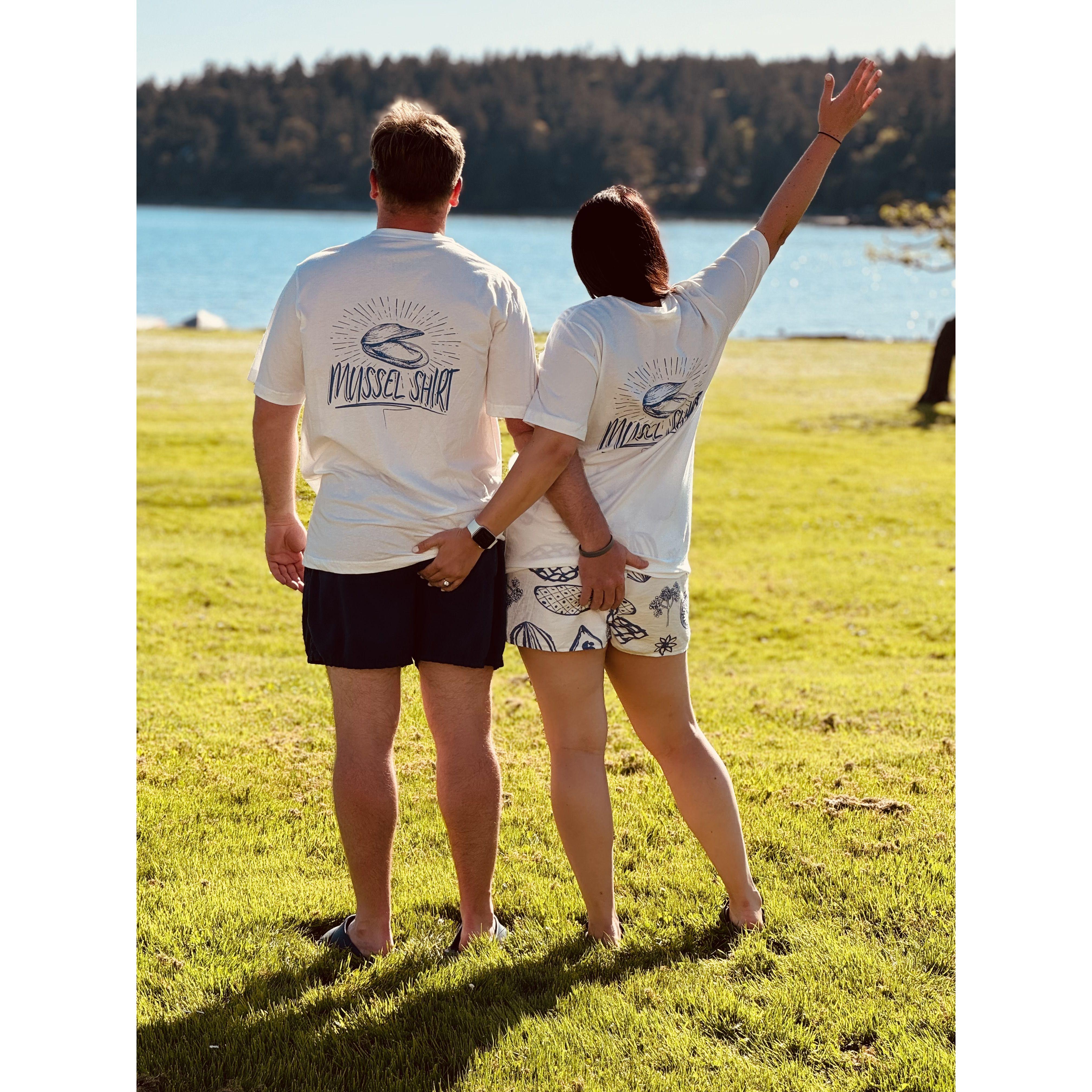 Immediately after the engagement we found these shirts with my new last name minus one L at the end
