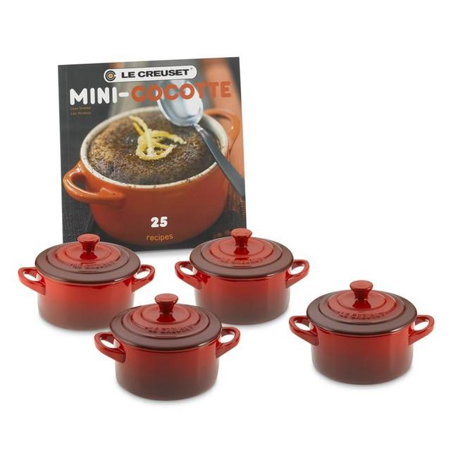 Le Creuset Stoneware 4-Piece Mini Cocotte Set with Cookbook