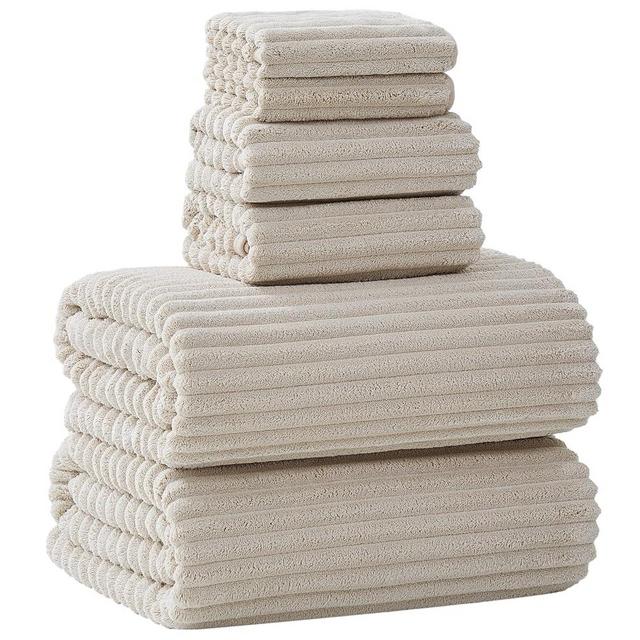 NALIVO Extra Large Bath Towel Set of 6 (40"x80"),Oversized Bath Sheet Super Soft Highly Absorbent Microfibers Quick Dry Luxry Shower Towel for Bathroom Spa Gym Hotel Yoga(Beige, 6Piece)
