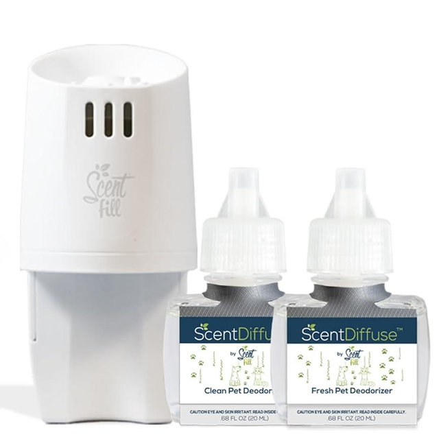 ScentDiffuse Pet Odor Deodorizing Air Freshener Starter Kit with Fresh Pet Deodorizer, Clean Pet Deodorizer & 1 Diffuser