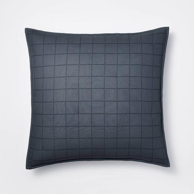 Euro Grid Stitch Cotton Quilt Sham Blue/Navy - Threshold™ designed with Studio McGee