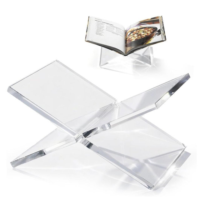 Acrylic Book Stand 12×8×6, Clear 8 mm Thick Book Holder & Display Stand for Cookbooks