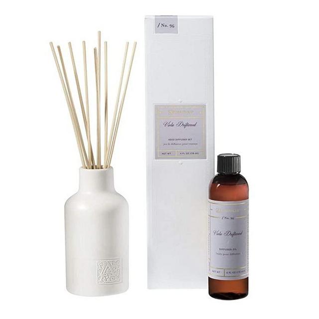 VIOLA DRIFTWOOD Aromatique Reed Diffuser Gift Set Square Glass Bottle with Medallion