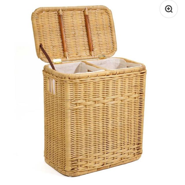 2-Compartment Wicker Laundry Hamper - Sandstone