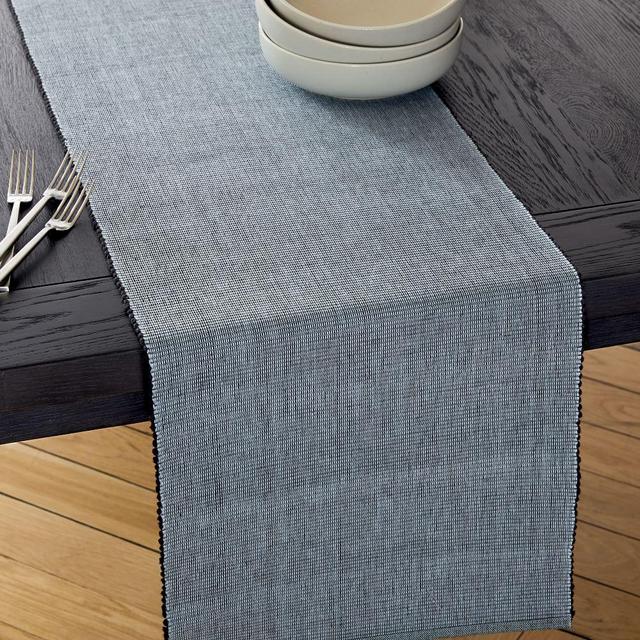 New Riviera Table Runner, Moonstone + Black