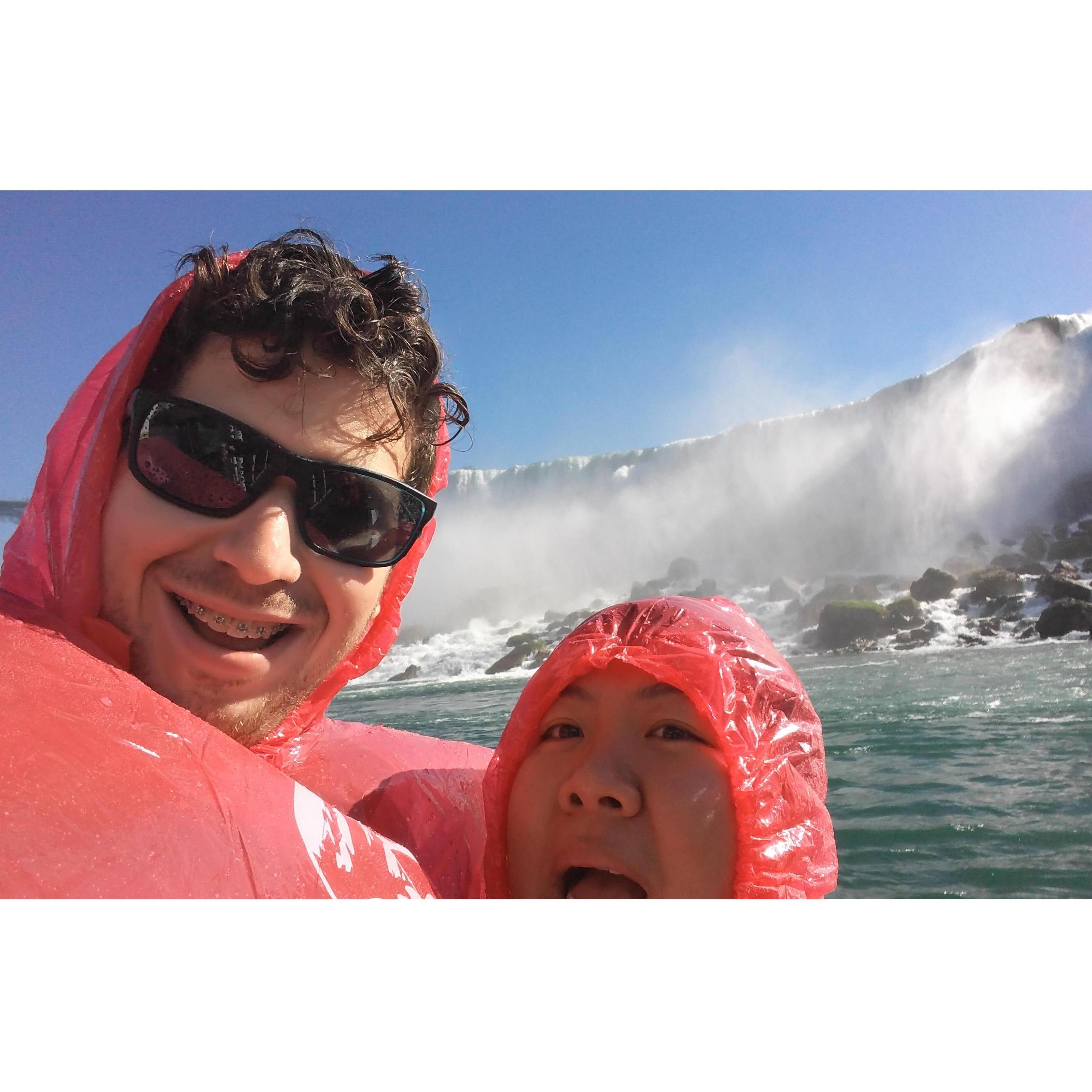 Trying not to fall off the boat in Niagara Falls