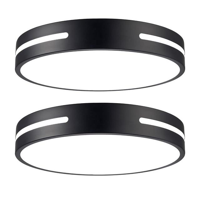 Wheatronic LED Ceiling Light Flush Mount 24W, Black Kitchen Light Fixture Ceiling Mount Dimmable Set of 2, 12 inch Close to Ceiling Light Fixture 5CCT for Bedroom, Bathroom, Living Room