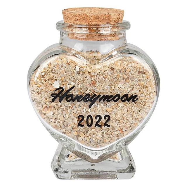 Honeymoon Keepsake Sand Jar 2022 - Honeymoon Gifts for Newlyweds Couple,Wedding,Engagement Vacation Travel - Wedding Gifts with Unique Romantic (Heart Shaped Honeymoon Jar--2022)