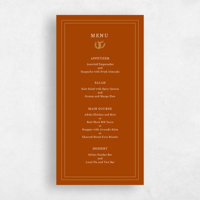 Dark Rust, Orange Wedding Menu - Marana