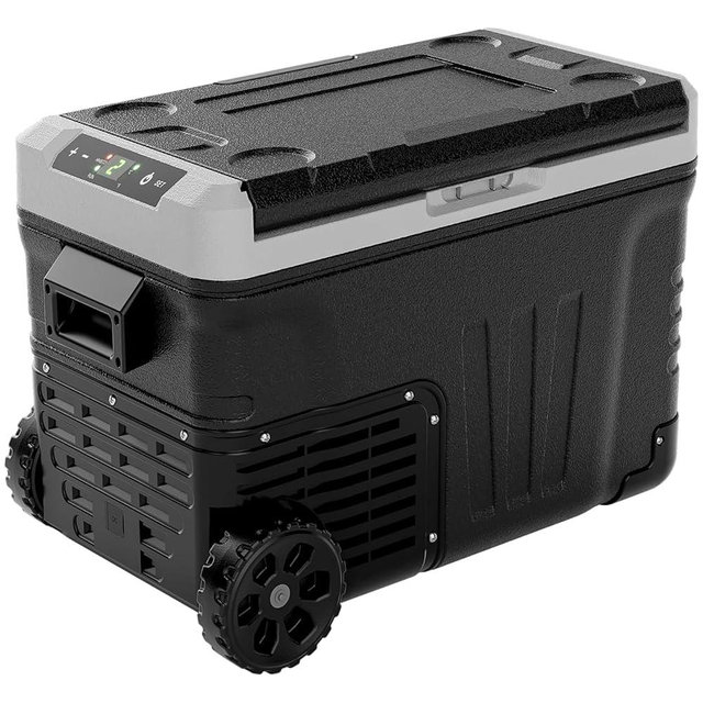 EUHOMY 12 Volt Refrigerator, 37QT(35L) Electric Cooler, Portable Freezer 12V/24V DC 100-240V AC, 12V Fridge -4℉~68℉, 12V Cooler with Wheels & 2 Baskets for Travel, Truck, Boat, Camping
