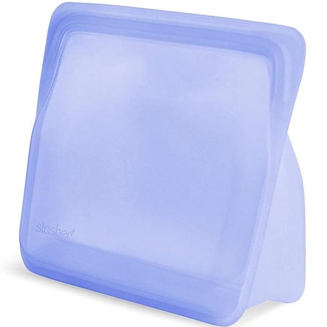 Stasher Re-Usable Food-Grade Platinum Silicone Stand Up Bag for Eating from/Cooking, Freezing and Storing in/Organising/Travelling, 17.80 x 20.30 cm/1.65 Litre/56 Fluid Ounces, Amethyst