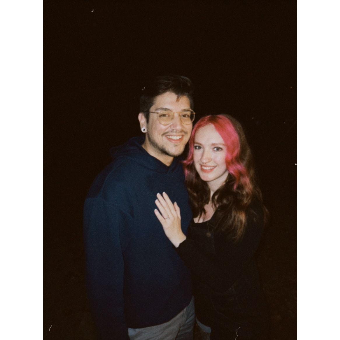 The night we got engaged while on a camping trip.