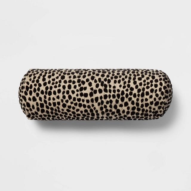 Bolster Jacquard Leopard Decorative Throw Pillow Black/Natural - Threshold™