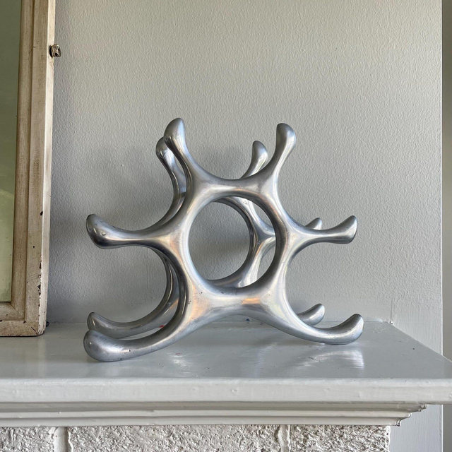 Vintage Sculpture Aluminum MCM Wine Rack