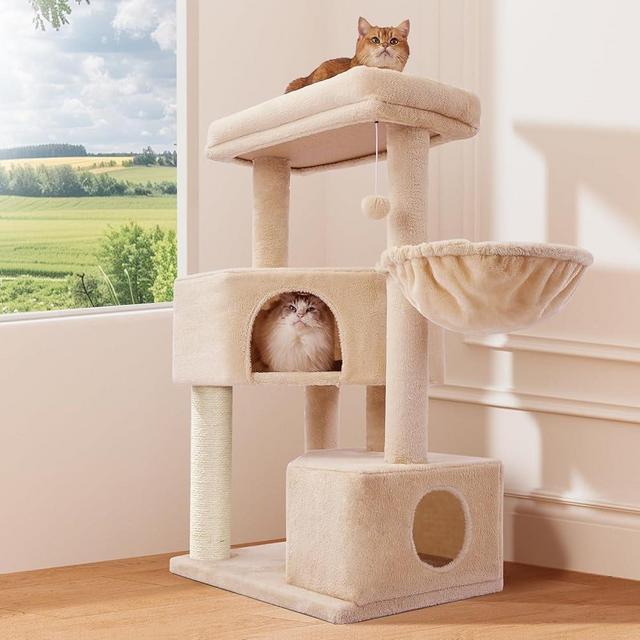 Gardner Pet 41" Tall Cat Tree for Medium-Large Cats, Heavy Duty Cat Tower with 2.8in Posts & Washable Top Perches, Space-Saving Cat Furniture for Apartments, Easy to Assembly