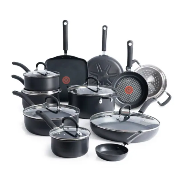 T-fal Ultimate Hard Anodized Nonstick Cookware Set 17 Piece, Black