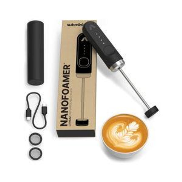Subminimal NanoFoamer Lithium Performance Milk Foamer | USB-C Rechargeable, IP4 Waterproof, Dual-Speed, Stainless Steel | Premium Microfoamed Milk in 30 Seconds, Barista-Style Coffee Drinks at Home
