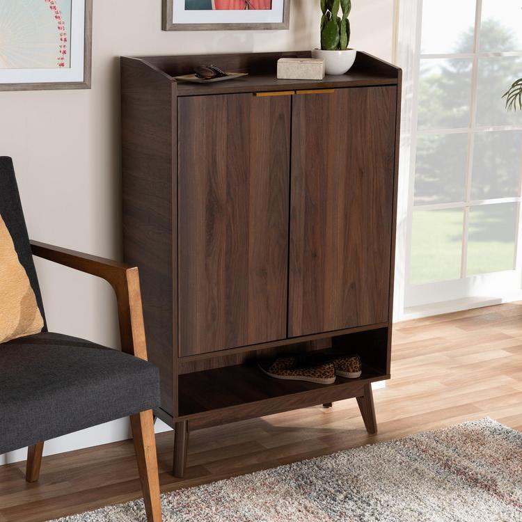 Baxton Studio, Lena Finished 5-Shelf Wood Entryway Shoe Cabinet | Zola