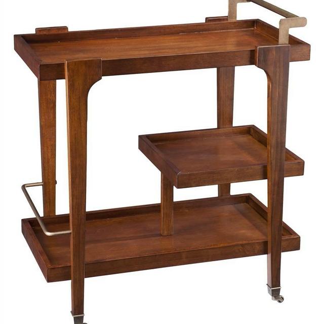 Holly and Martin Zhori Bar Cart in Dark Tobacco and Aged Brass