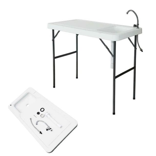 Outdoor Portable Folding Fish Cleaning Table, Folding Fish Table with Sink Faucet, Game Cleaning Table, Washing Picnic Camping Table Fish Fillet Hunting Table (2)