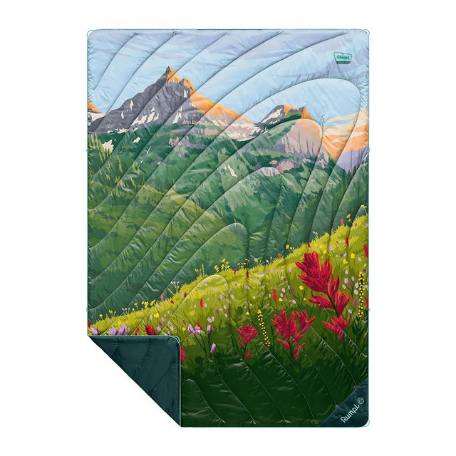 Rumpl Original Puffy Blanket - Warm Puffy Camping Blanket, 100% Recycled Polyester Insulation, Lightweight, Packable, Water-Resistant, Outdoor Puffer Blanket, 52"x75", Glacier National Park