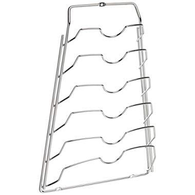 Organize It All Wall Cabinet Door Mounted Pot Lid Rack, Chrome Finish