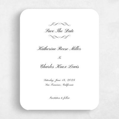 Black Rounded Wedding Save the Date - Abbey Frame Letterpress