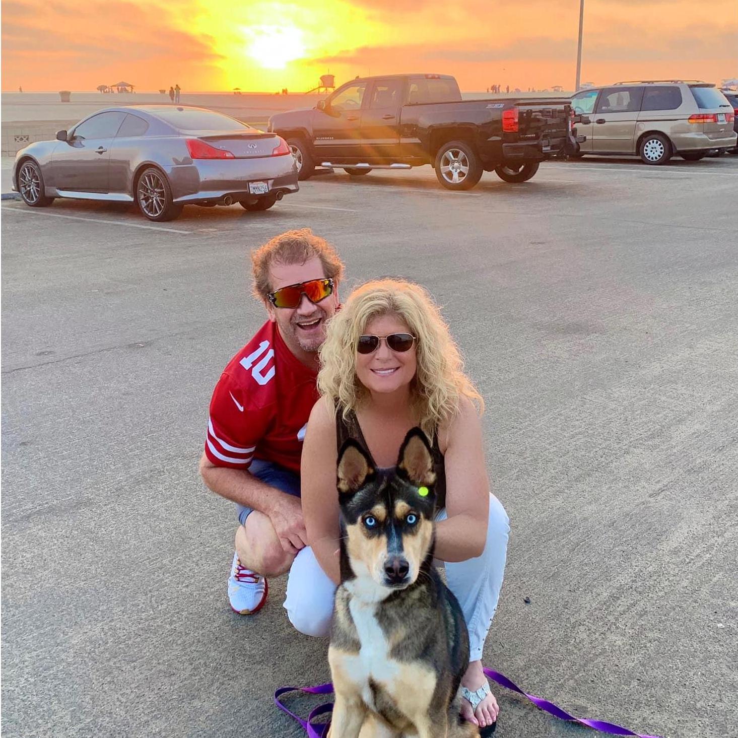 Glamping with Kali for a day with friends in Huntington Beach California.