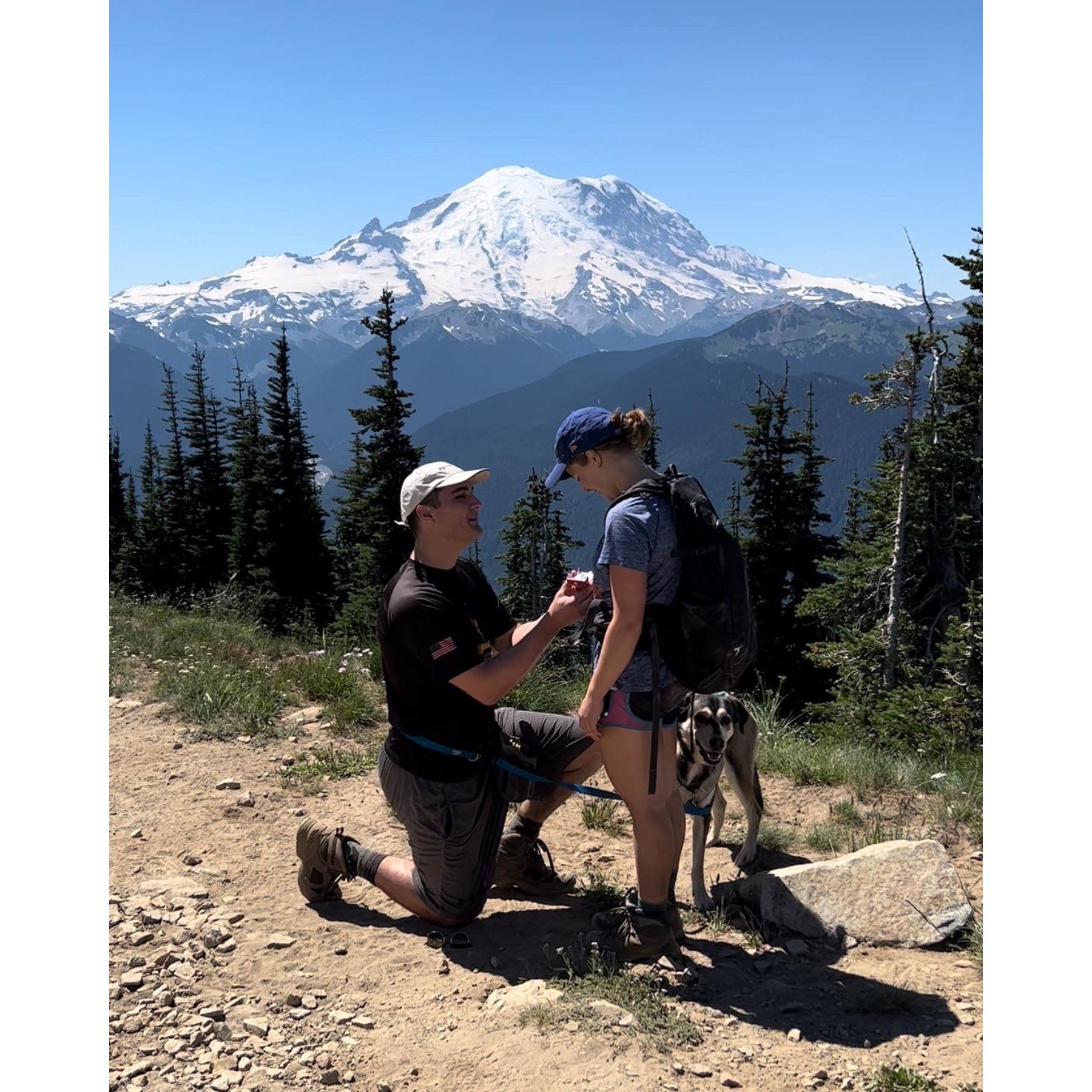 A surprise proposal at Crystal Mountain.