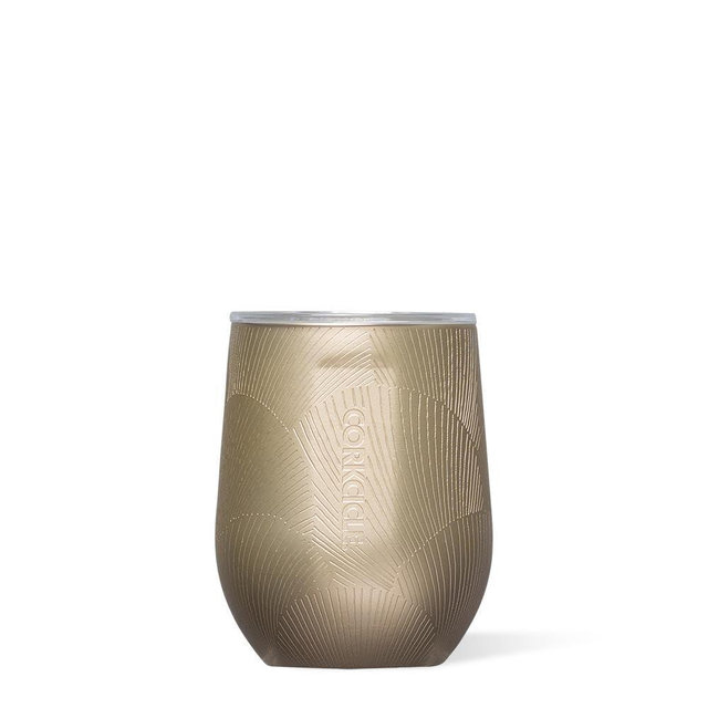 Corkcicle Stemless Insulated Wine Glass Tumbler, Champagne Dreams, 12 oz – Stainless Steel Stemless Wine Glass Keeps Beverages Cold for 6 Hours, Hot for 3 Hours – Non-Slip, Easy-Grip Insulated Cup