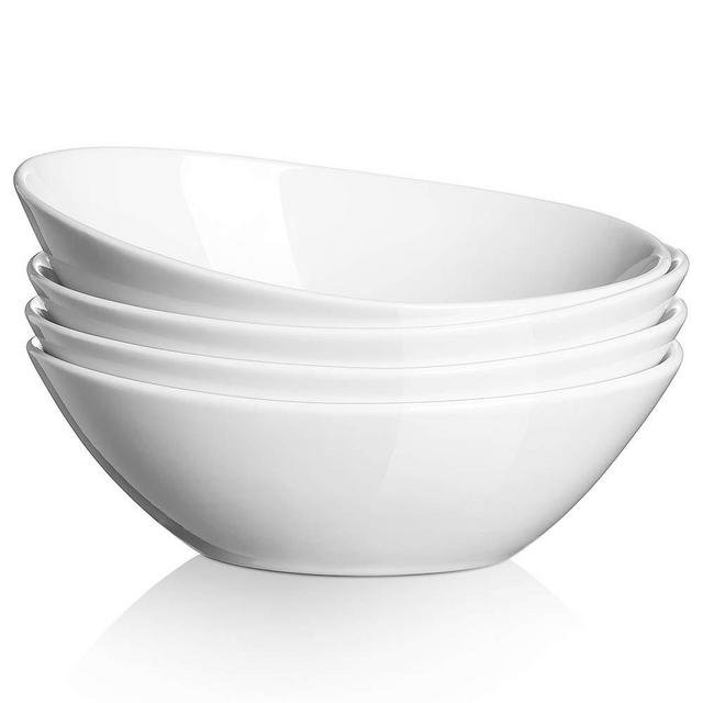 DOWAN Serving Bowls, 36 Ounce Large Porcelain Bowls for Cereal, Pasta, Soup, Salad, Dessert, Set of 4, White