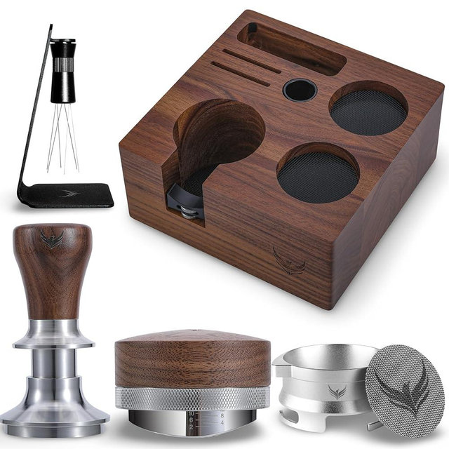 KNODOS 54mm Tamper Kit For Breville Machines Includes Spring Loaded Tamper, Tamp Station, Espresso Funnel, Puck Screen, Distributor Tool and WDT