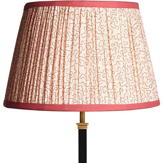 35cm straight empire gathered lampshade in coral squiggles block printed cotton (Pooky)