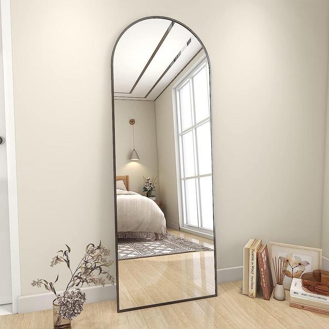 Koonmi Arched Full Length Mirror, 58"x18" Black Mirror Full Length, Standing Hanging or Leaning Full Body Mirror with Aluminum Alloy Frame for Living Room and Bedroom