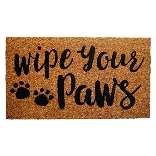 Pure Coco Coir Doormat with Heavy-Duty PVC Backing - Wipe Your Paws - Size: 17-Inches x 30-Inches - Pile Height: 0.6-Inches - Perfect Color/Sizing for Outdoor/Indoor uses.