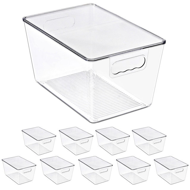 Sorbus 10 Pack Large Clear Stackable Storage Containers with Lids for Kitchen, Pantry,Cabinet Organization