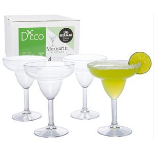 Deco - Unbreakable Margarita Glasses - 100% Tritan - Shatterproof, Reusable, Dishwasher Safe (Set of 4)