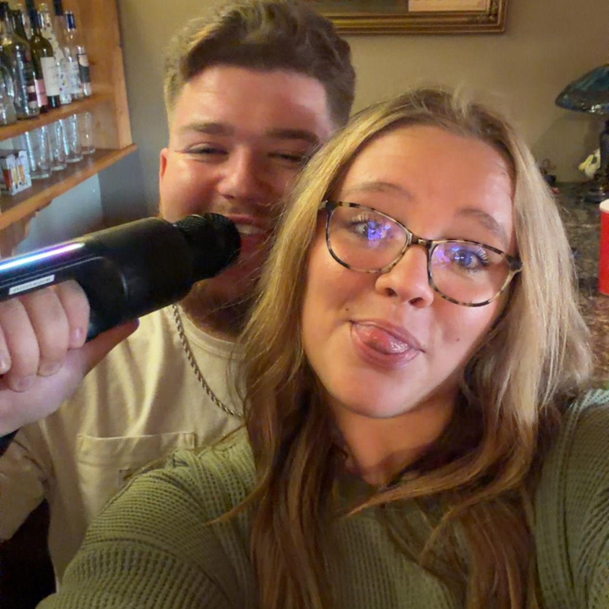 Us dancing and singing our hearts our in the cabin, per usual!