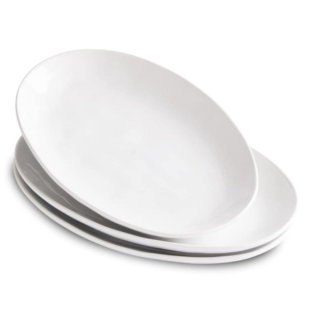 Magclay Porcelain Serving Platters, 12 Inch Large Serving Trays, Oval Serving Plates for Dessert Appetizers Meat/Entertaining/Party, Set of 3, White
