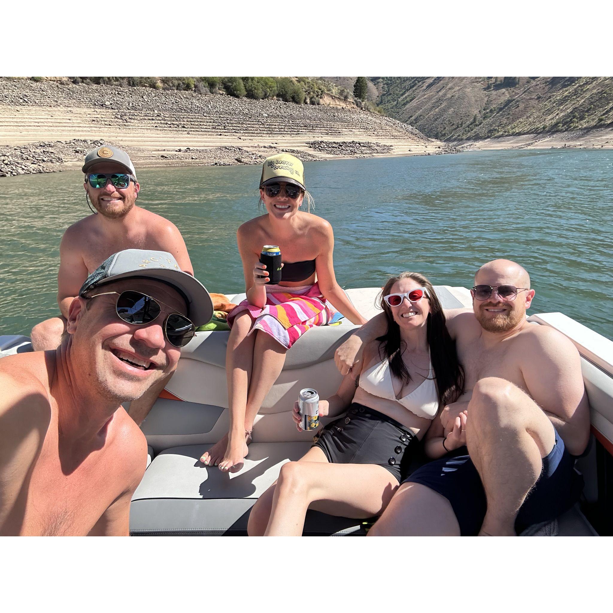Day on the lake in Boise 2024 with Amy (Matron of Honor) and Dave.