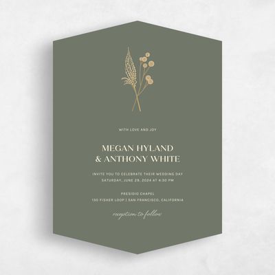 Green Diamond Wedding Invitation - Brendlyn Portrait